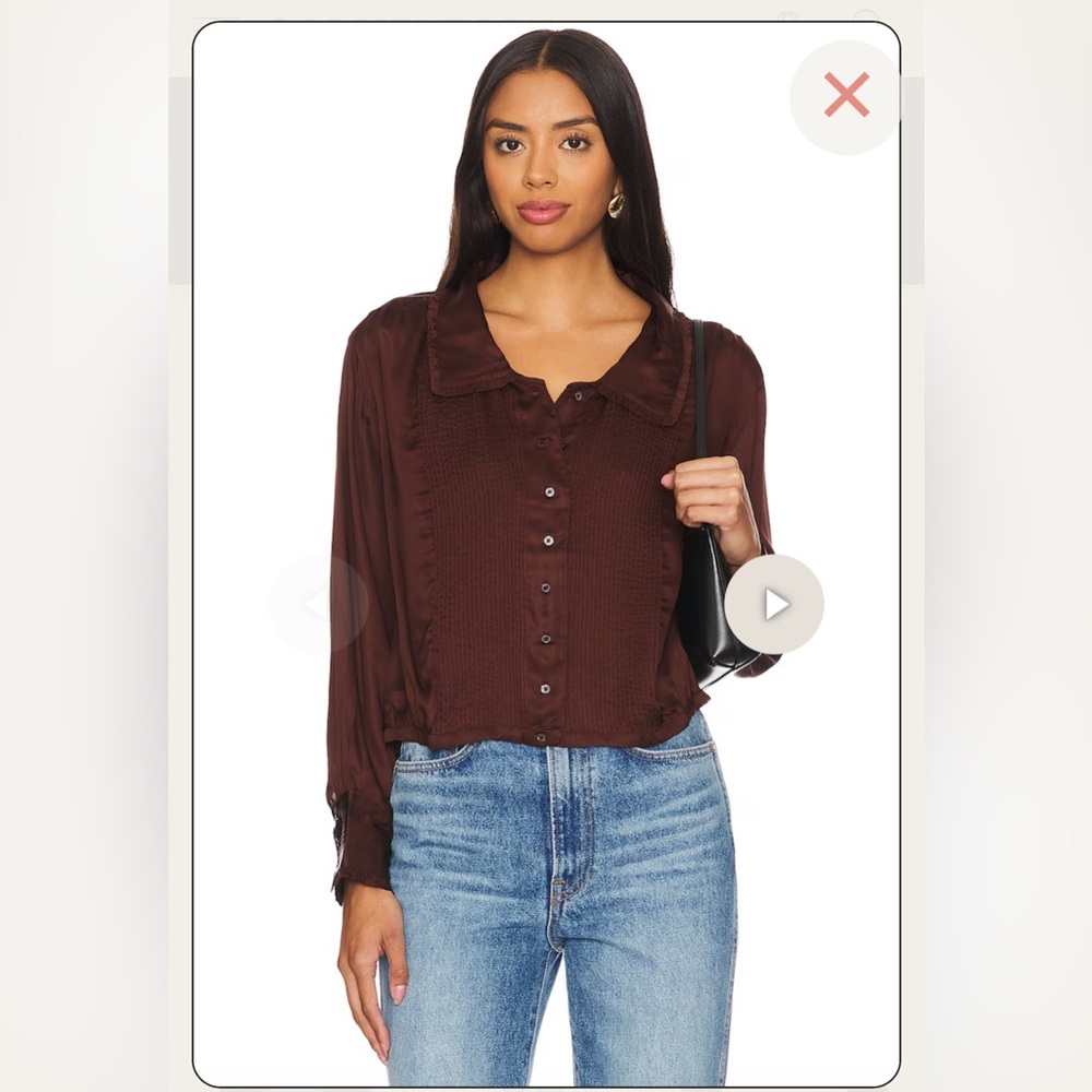 French satin top
By The Great in espresso.